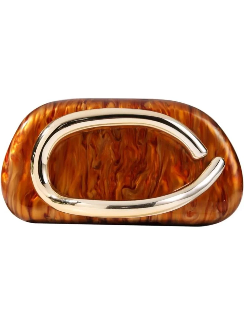 👜Women's Coffee Marble Art Deco Clutch Gold-Tone Handle Evening Party Purse Bag